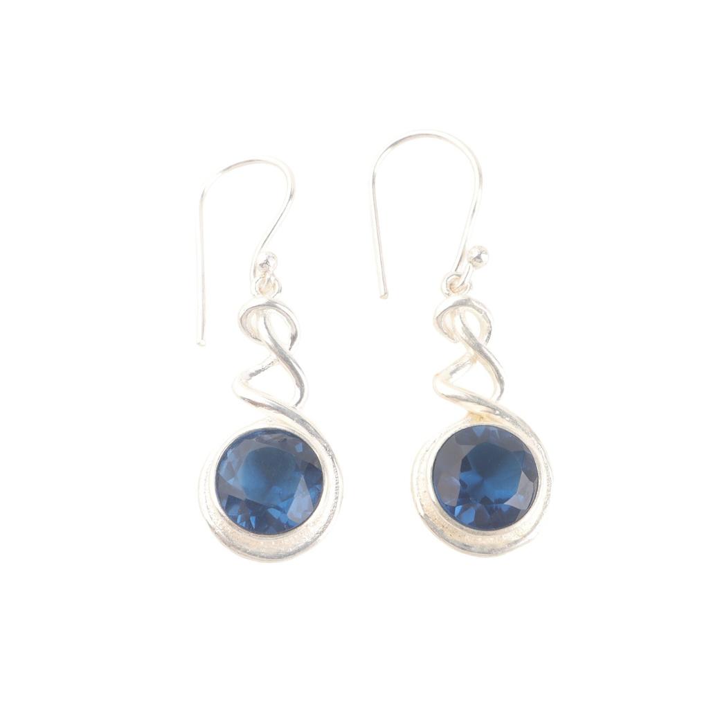 Natural London Blue Topaz Gemstone 925 Sterling Silver Dangle Earrings For Her CE-14-11