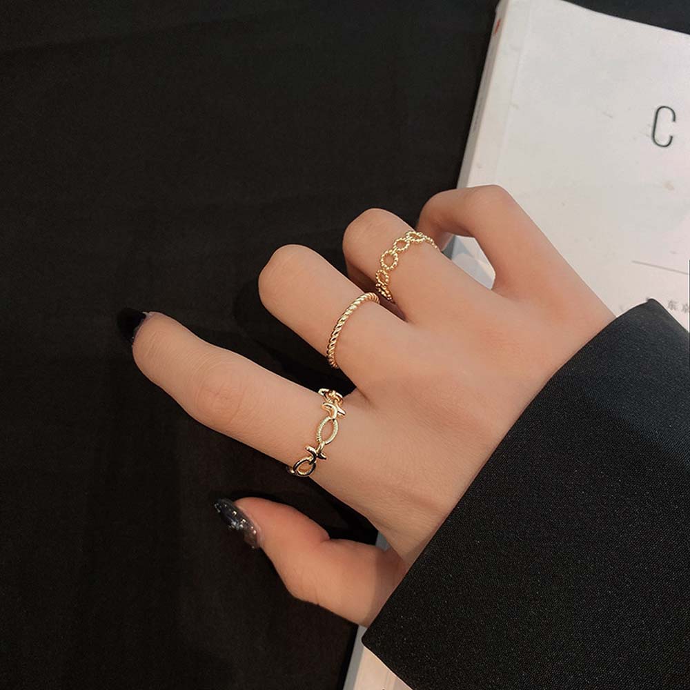 

Simple Personality 3 PCS Gold Girls Women Open Rings Set Metal Fashion Jewelry Finger Rings золотой
