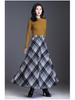 Women's 2024 Autumn/Winter Korean Plaid Wool-Blend A-Line Midi Skirt - Slimming, Thickened, Large Hem
