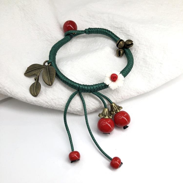 Retro Stone Flower Bracelet Female Jingdezhen Handmade Jewelry Woven Ceramic Pinched Flower Bracelet