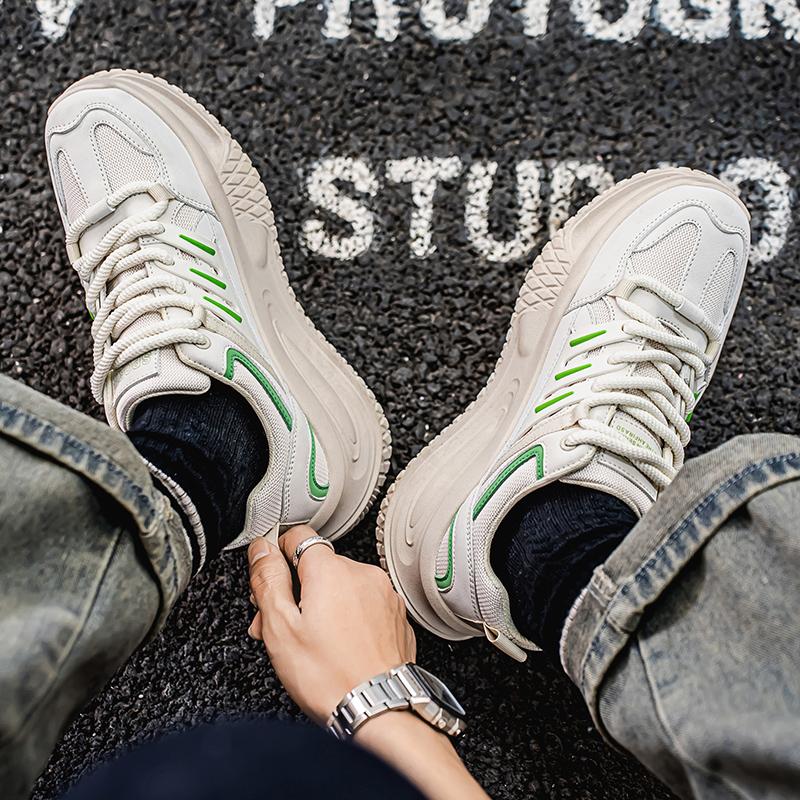 Tênis Esportivos Masculinos Casual Estilo de Rua Plataforma Tênis Estudantes Tamanho Grande Preto Tênis de Skate Aumento de Altura