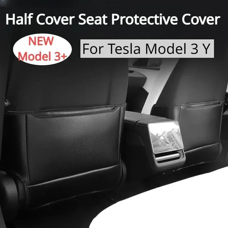 Seat Backrest Anti Kick Pad for Tesla Model 3+ Microfiber Leather Half Cover Seat Protective Cover Model3 Modely Car Accessories