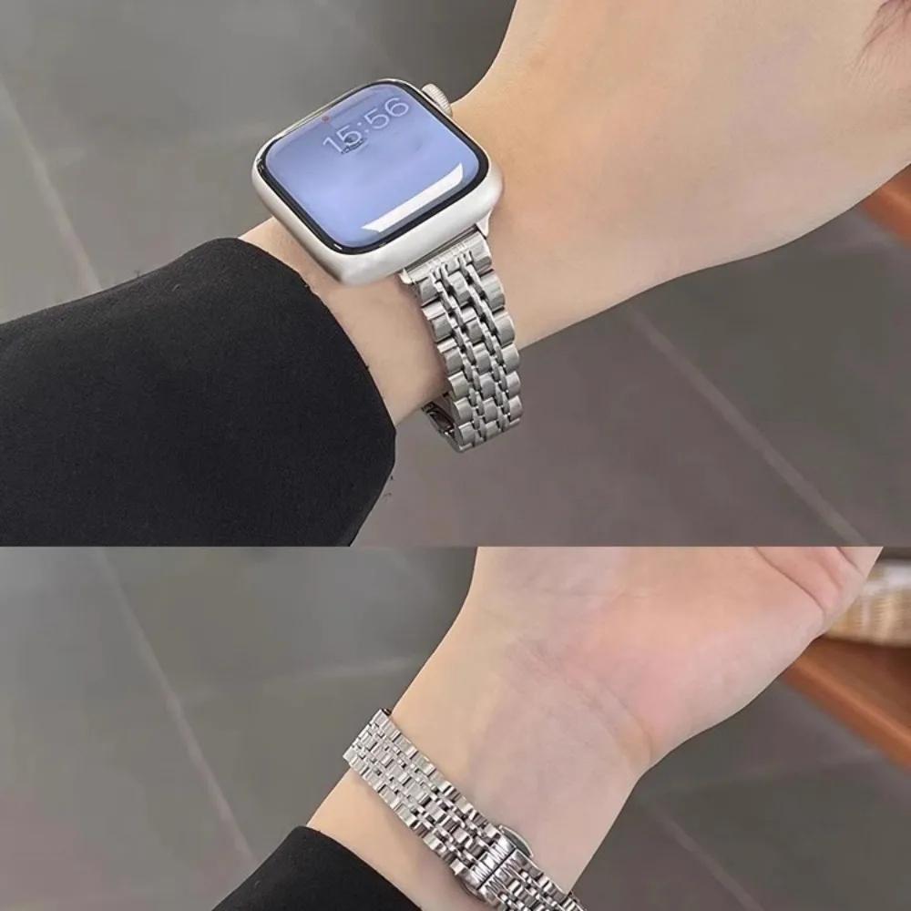 Classic Stainless Steel Slim Band For Apple Watch Strap Ultra 49mm 45mm 44mm 42mm 41mm 40mm 38mm For Iwatch Series 9/8/7/6/5/4/3/2/1/SE