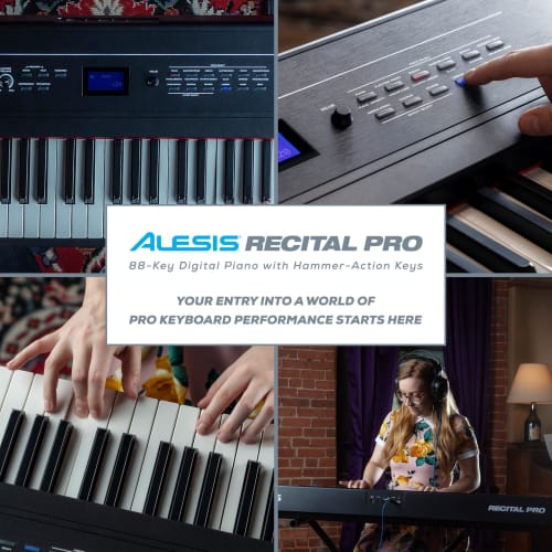 Alesis Digital Piano, 88 Keys, Weighted Hammer Action Keyboard, Lesson Function, Recording Function, LCD Screen, Recital Pro