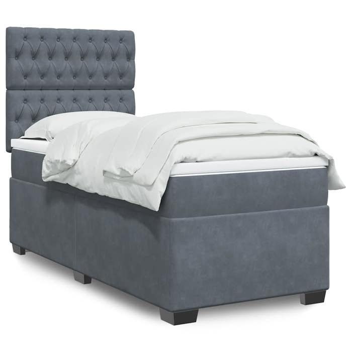 Maison Exclusive - Sommier à lattes de lit et matelas Gris foncé 80x200 cm Velours