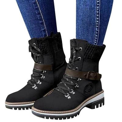 Otoño Invierno Botas Martin de Ante de Caña Media Para Mujer Talla Grande Transfronteriza Suela Gruesa Botas de Nieve 35-42