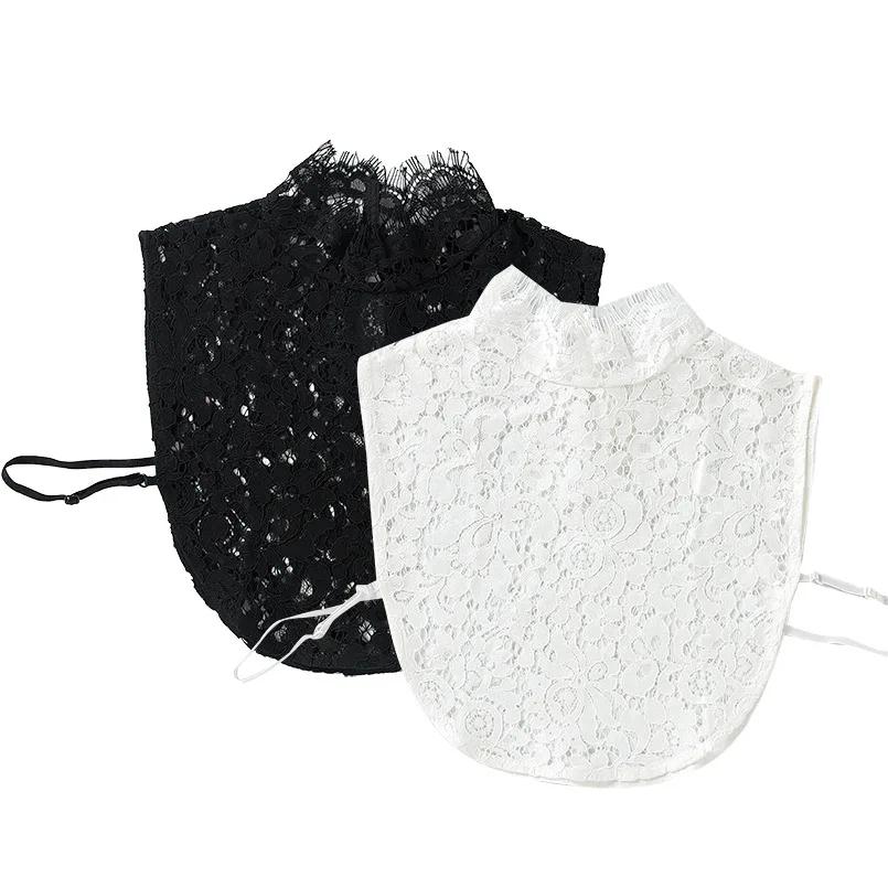 Women Lace Floral Embroidery False Collars Adjustable Detachable Shirt Fake Collars Blouse Top Half Shirt Sweater Decoration