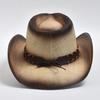 Cowboy Style Straw Hat for Men's and Women's Curled Edge Vintage Sun Shield Hat Summer Holiday Beach Hat