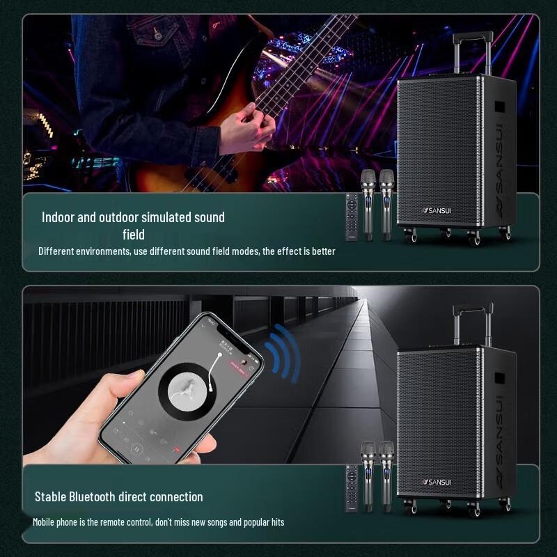 SANSUI E12 Portable Outdoor KTV Speaker with Wireless Microphone