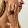 KunJoe 4Pcs/Set Vintage Irregular Gold Color Open Ring Women Boho Geometric Acrylic Adjustable Knuckle Ring  Jewelry Gift