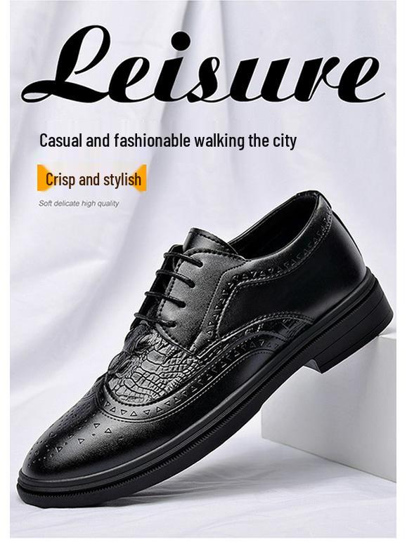 2025 Men's Spring Brogue Leather Shoes - Casual & Wedding Style