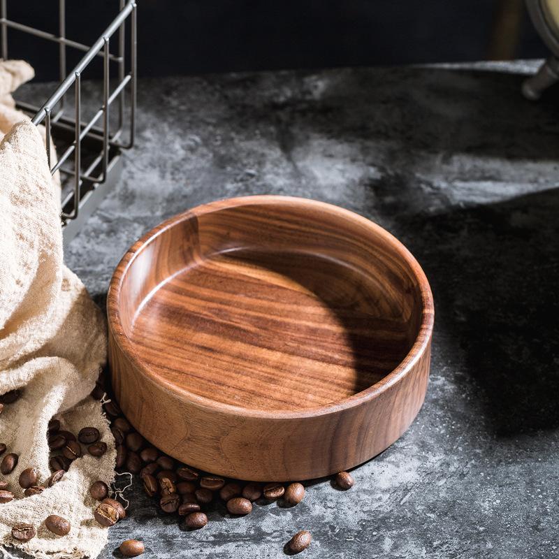North American Walnut Cup Holder, Coffee Cup Saucer, Rectangular Round Solid Wood Coaster, Engraved Text