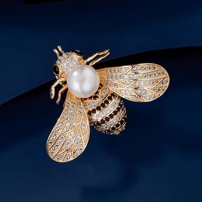 Retro Pearl Bee Brooch, High-end Feminine Charm, Full Diamond Insect Brooch Design Sense, Niche Brooch