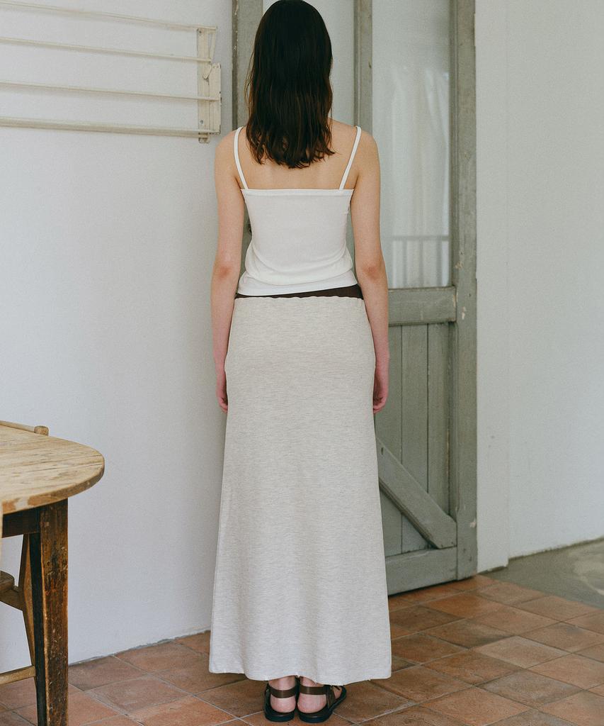 Annies Coast Waffle Long Skirt (White Melange)
