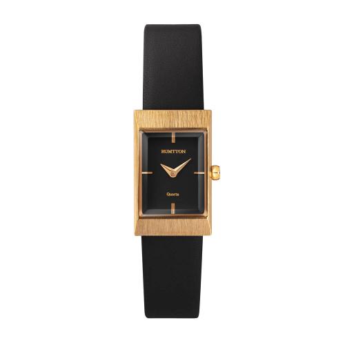 

[Lumten] Lumten Grid Women s Leather Band Watch Black Gold Black-Gold