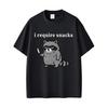 I Require Snacks Raccoon Funny Meme T-shirt   Casual Humor Style T Shirts 's 100 Cotton Vintage T-shirts Streetwear