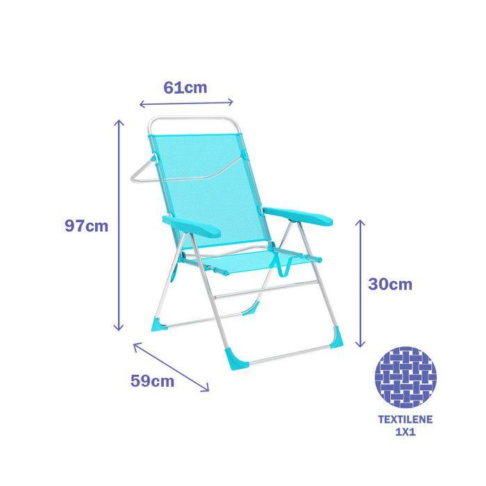 Marbueno Folding Chair 5 Positions Aluminum Aquamarine Beach and Pool 59X61X97 Cm 10310