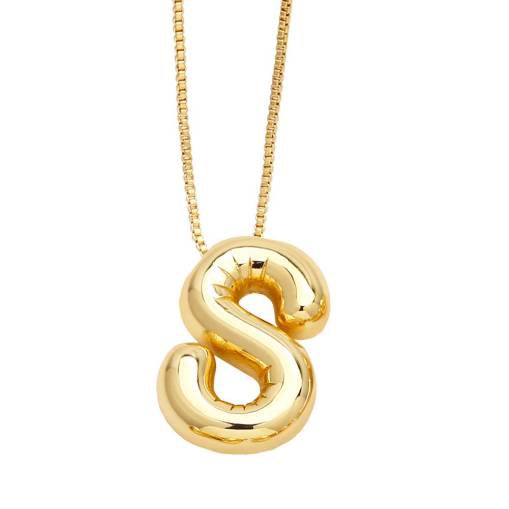 18K Gold-Plated Smooth Letter Pendant Necklace - Unique & Versatile Design