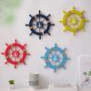 11" Nautical Beach Wooden Ship Wheel Wall Art Coastal Style Boat Steering Wheel Wall Hanging Ornament with Starfish And Hemp Rope for Living Room