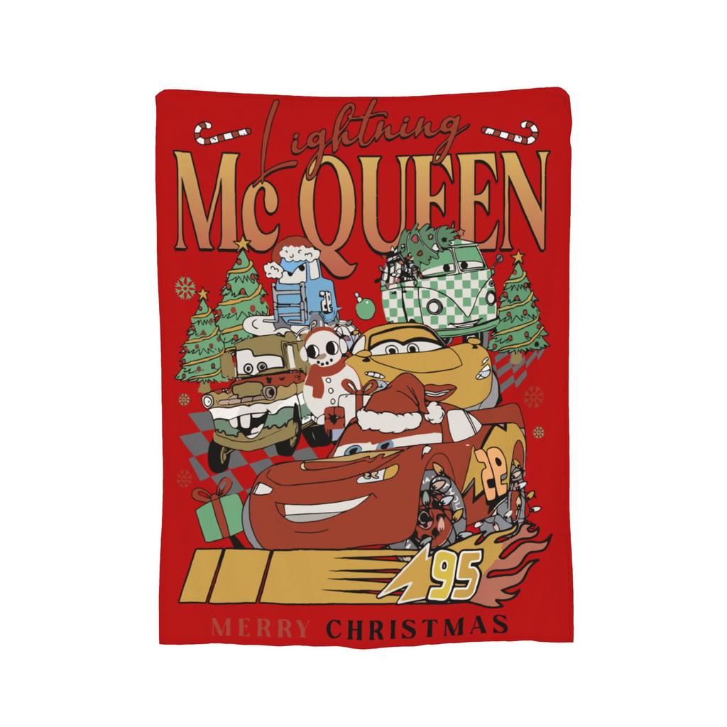 Lightning Mcqueen Cars Christmas Blanket Fleece Spring/Autumn Multi-function Warm Throw Blanket for Sofa Couch Rug Piece