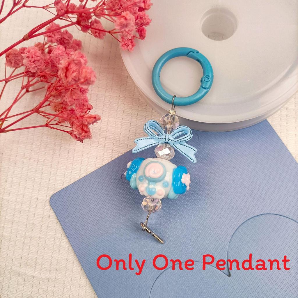 Cute Handdrawn Bead Keychain With Alloy Hook For Bags And Keys