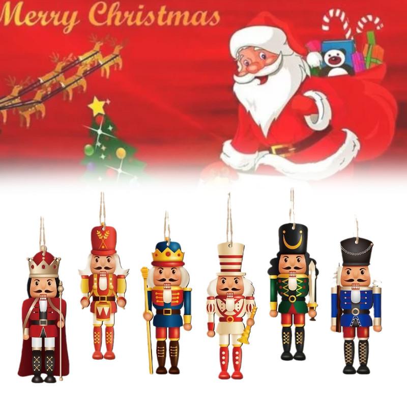 Pcs Nutcracker 6 Soldiers Wooden Pendant Hanging Decorations Christmas Gift