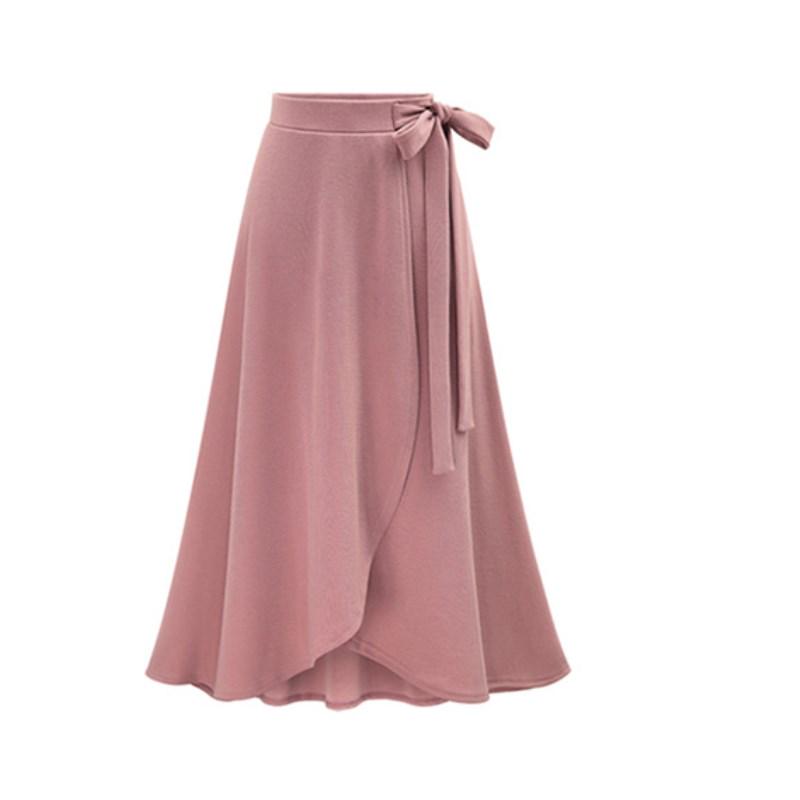 

WTEMPO Жіноча легка однотонна спідниця великого розміру нестандартної форми з високою талією з роздільними лямками 4XL рожевий