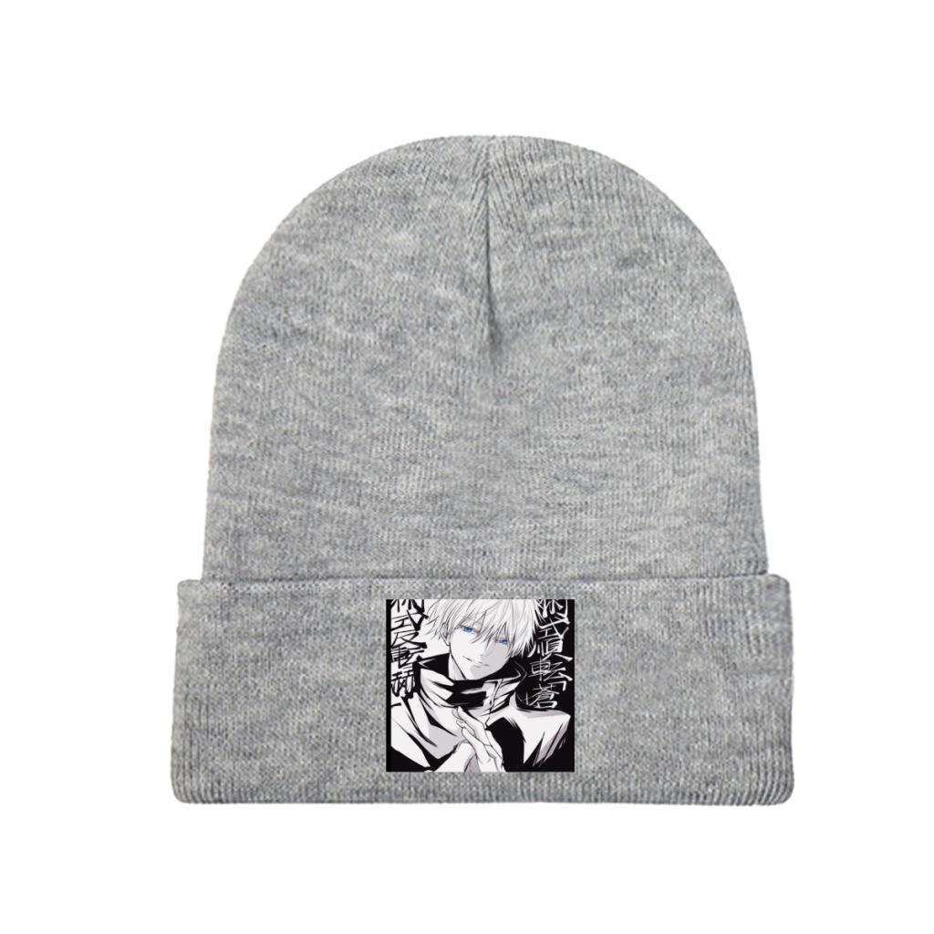 Gojo Satoru Strickmütze Beanie Wintermütze Warme Polyester Casual Jujutsu Kaisen Anime Caps für Unisex Frauen Geschenk
