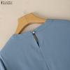 ZANZEA Blusa da donna casual con scollo rotondo, manica a 3/4, patchwork all'uncinetto
