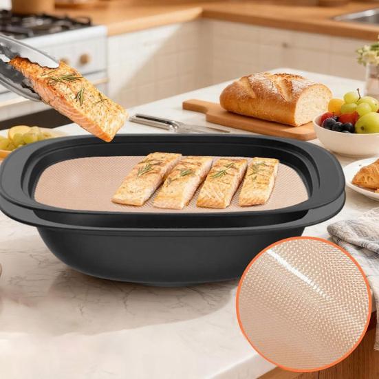 2Pcs Baking Mat Non-Stick Coating Heat Resistant Dishwasher Safe Non-stick Oven Liner Reusable Steam Cooking Accessory for Thermomix