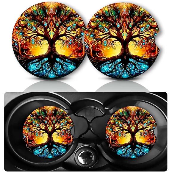 Car Coasters for Cup Holders,2 PCS Universal Non-Slip Black Leopard Print Car Coasters,2.75" Rubber Mat,Leopard Cars Accessories Cup Drink Holder