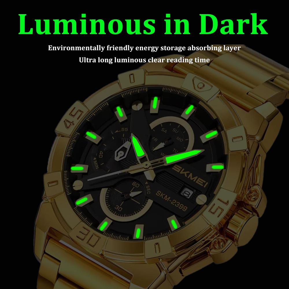Men’s Watches Fashion Business Date Watch Luxury Men Steel Quartz Wrist Watches Chronograph 3 Dials Male Clock