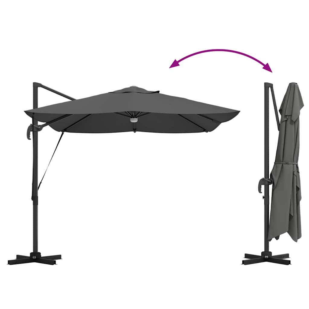 Roma Sun Umbrella with LED Light Strips Anthracite 351 X 250 X 253 Cm