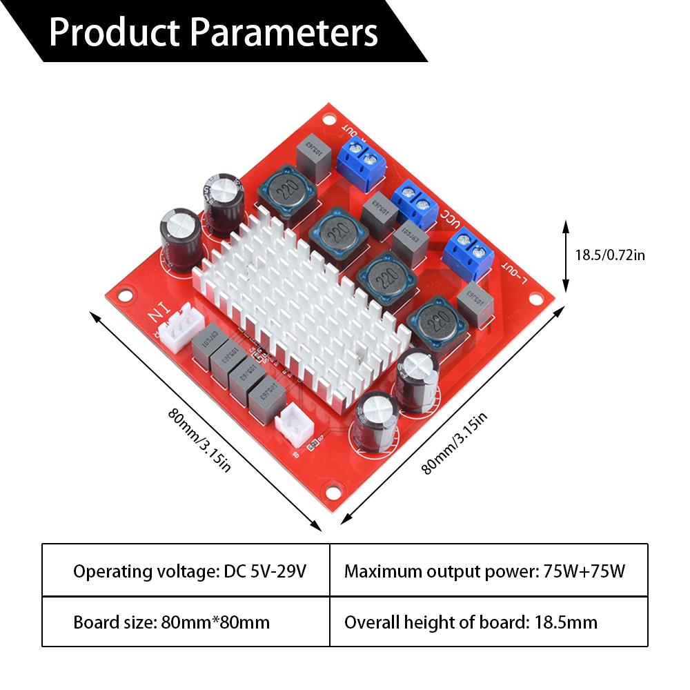 75W+75W CS8685H Dual-Channel Digital Amplifier Board DC 5-29V High-Power DC Single Power Supply Module