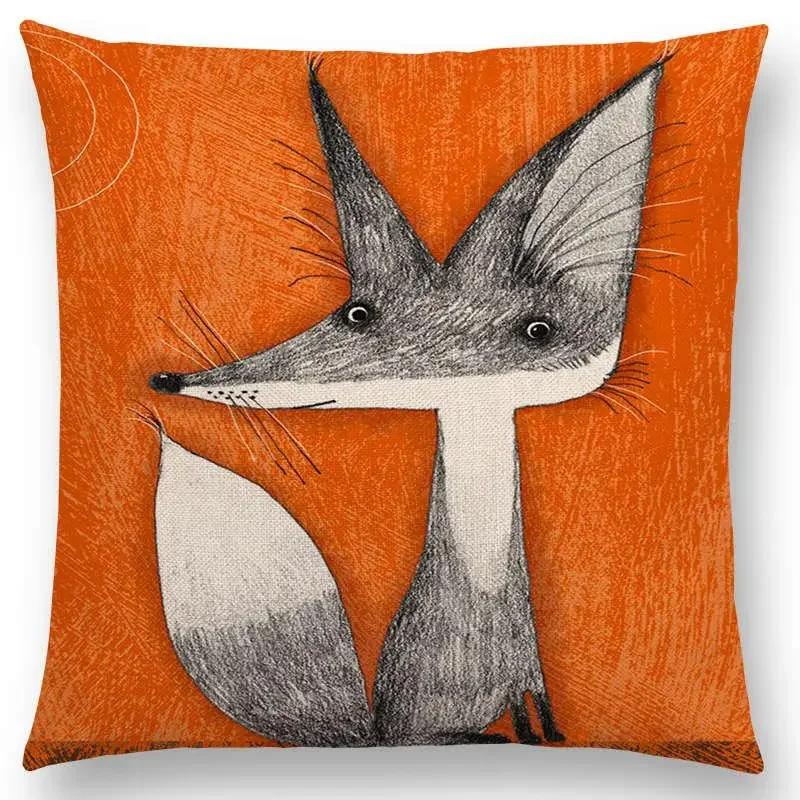 Abstract Fantasy Animals Painting Sofa Throw Pillow Case Dachshund Owl Cat Dog Squirrel Rabbit Fox Elephant Cushion Cover