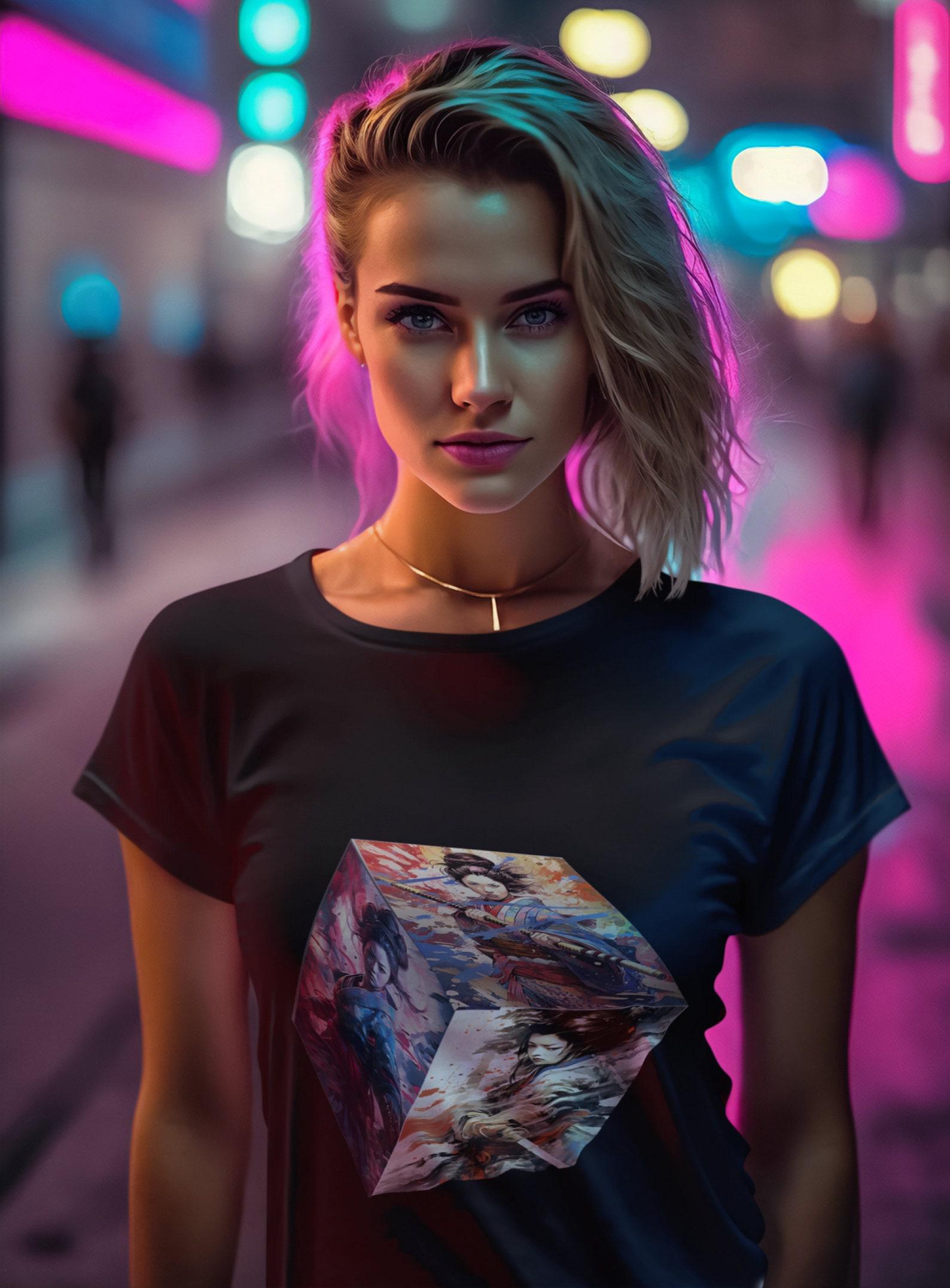 Samurai Cube T-Shirt: Japanese Female Warriors Art Tee S