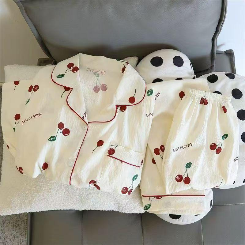 

Women s Cartoon Cloud Cotton Pajamas Set – Long Sleeve Cardigan & Pants M