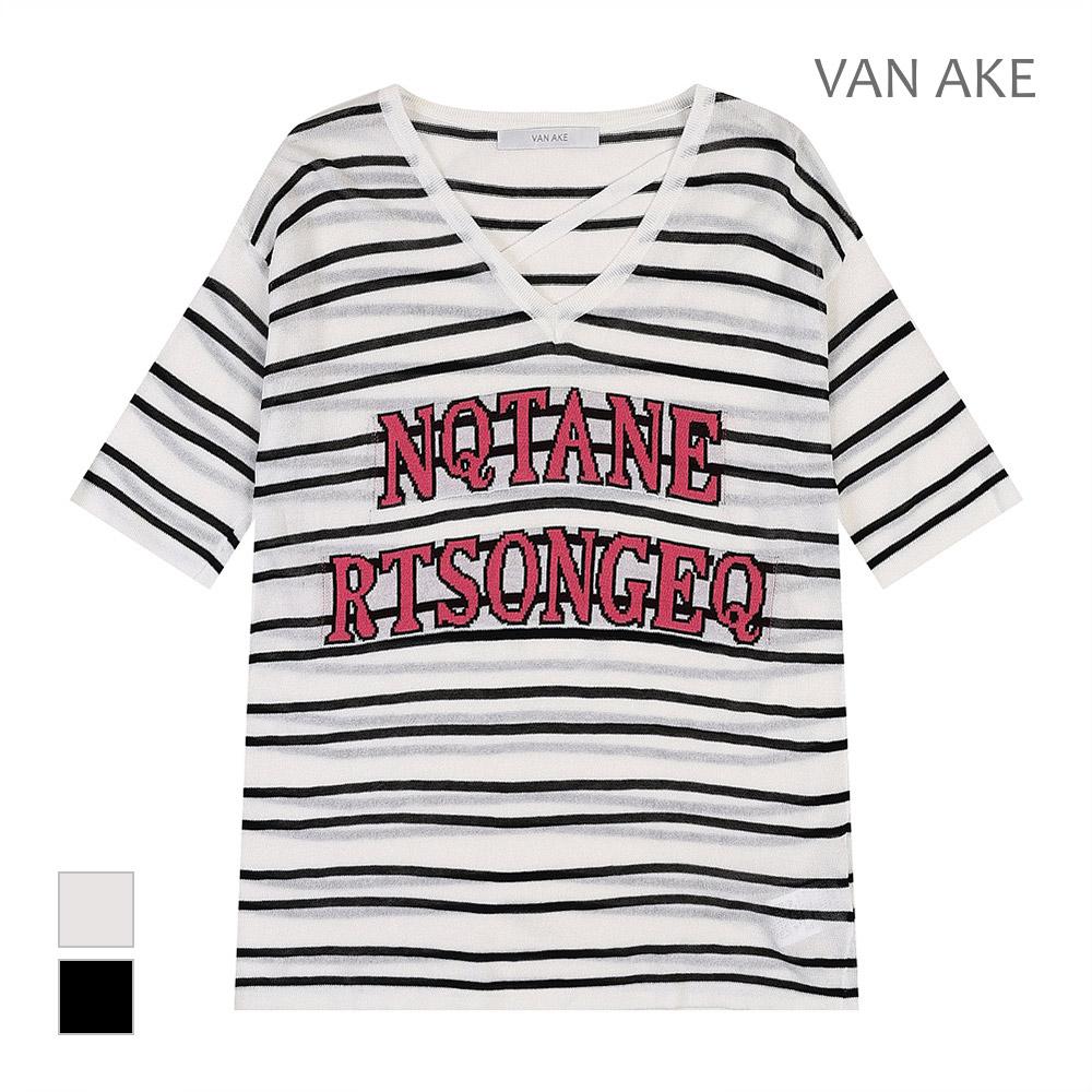 VANAKE V-Neck St Pattern Short Sleeve Knit_Vb38Ktm302Z