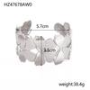 CARLIDANA Exaggerated Big Flower Personalized Hollow Out Leaf Open Wide Bangle Stainless Steel Non Tarnish Cuff Bracelet Women