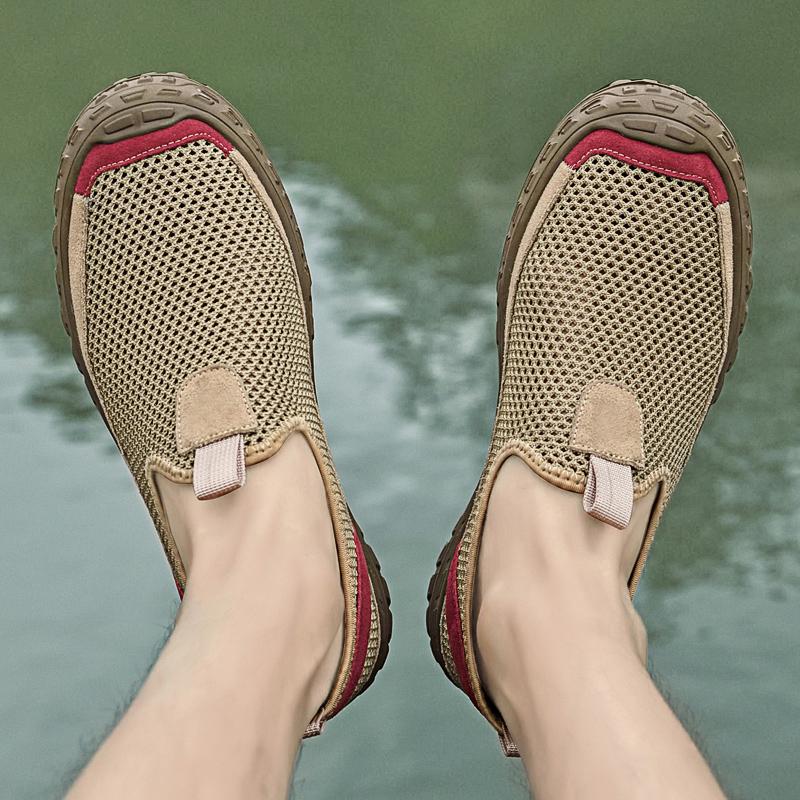 Spring Mesh Casual Shoes Massage Sole Breathable Comfortable Men's Outdoor Hiking Shoes Versatile Camping Beach Shoes Men's