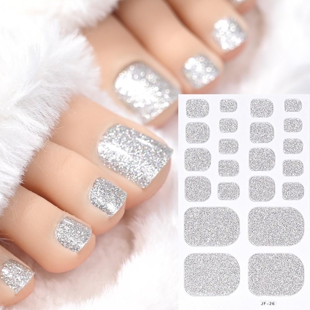 22 autocollants pour ongles d'orteils couleur unie finition irisée par feuille - Rénovation des ongles DIY à la maison