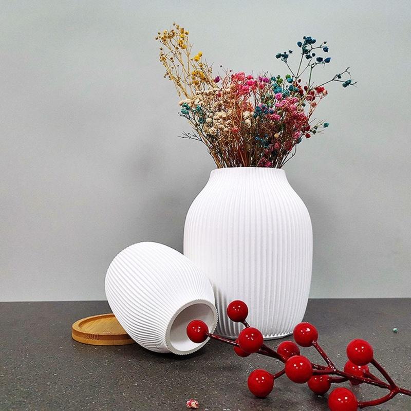 Striped Designs Silicone Vase Molds Makeup Brush Organizers Moulds Suitable for Making Flowerpot and Makeup Brush Holder