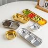 Seasoning Dish Dipping Bowl Stainless Steels Seasoning Dish Condiment Tray Square Barbecue Snacks Plate Kitchen Tableware