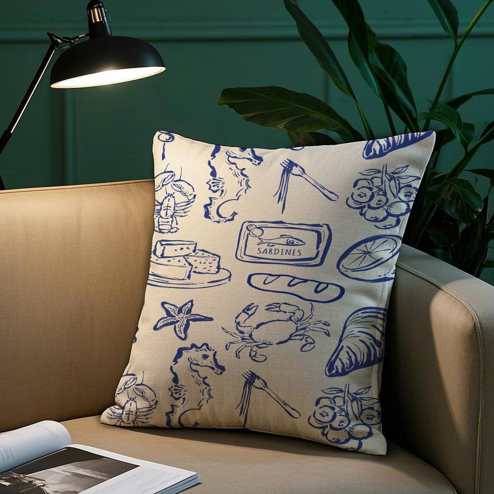 Blue Conch Fashion Pillow Case Plush Fabric Soft Pillowcase Double Sided Print Sofa Cushion Cover Throw