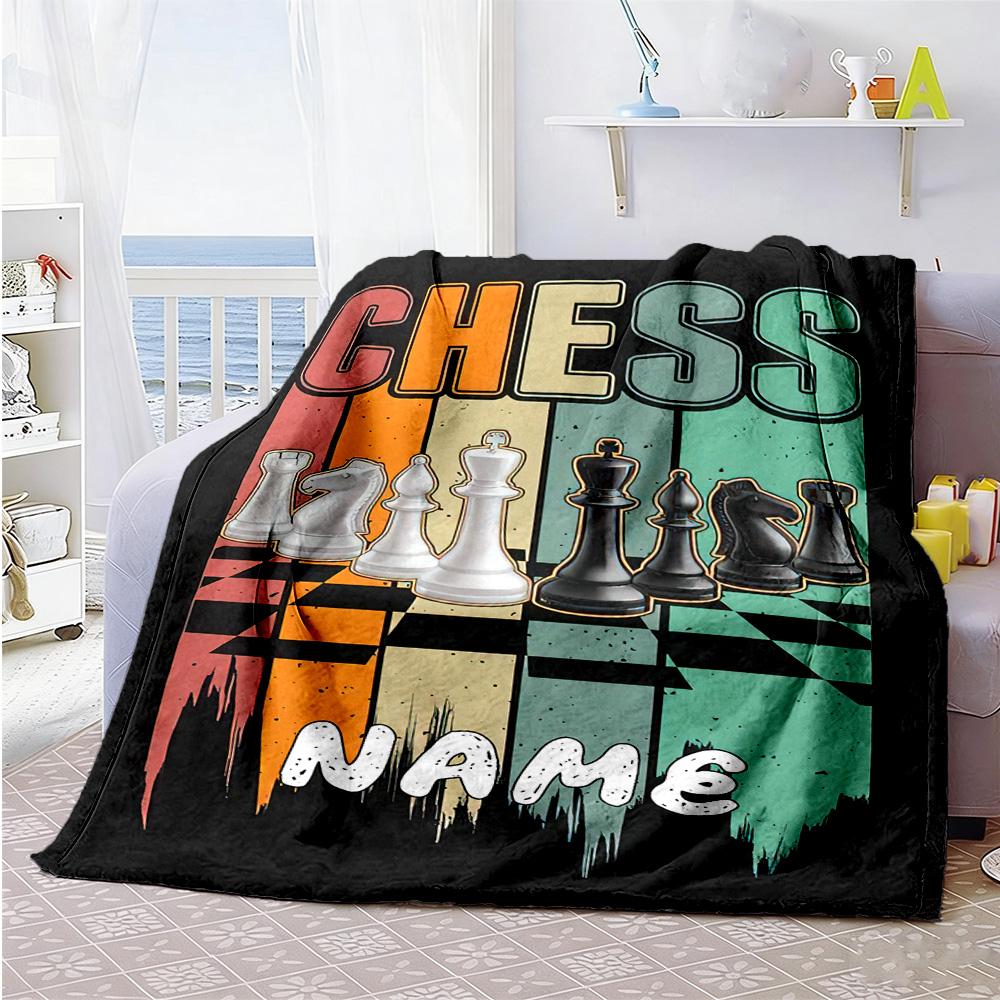 Chess Game Customize Text Blanket Multi-purpose Customizable Blanket Warmthful Decor Suitable for Office Chair Sofa Home Decor Picnics