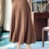 Hepburn Style High-Waisted Cashmere Pleated A-Line Skirt 