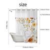 No Hook Yellow Floral Shower Curtain With Snap-in Fabric Liner, Sheer Top Window, Waterproof Double Layer Bathtub Curtain
