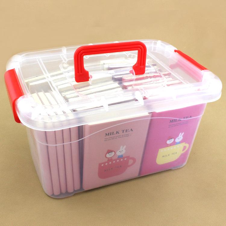 PP Large Transparent Plastic Tote Storage Box with Lid for Toys and Food
