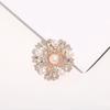 Elegant Crystal Pearls Flower Brooch For Women Vintage Rhinestones Scarf Pin Multi Purpose Jewelry Gift