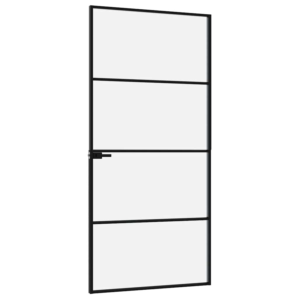 Vidaxl Interior Door, Black, 93X201.5 Cm, Glass and Aluminum